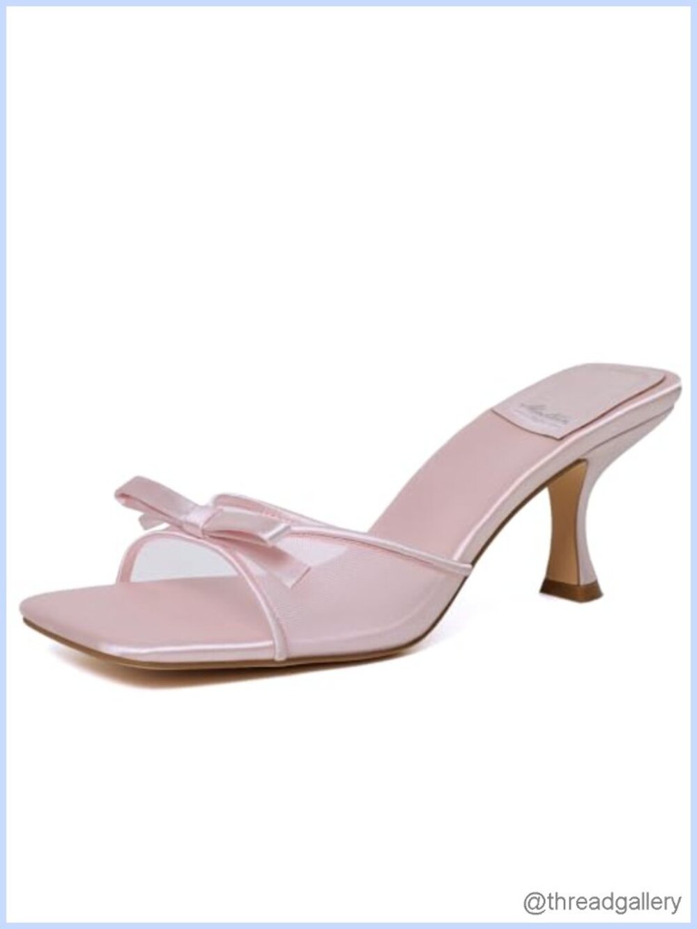 Kitten Heel Mules Round Toe Bow Slip On Stiletto Backless Sandals for Party